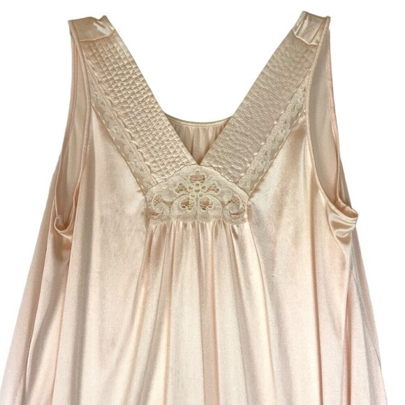 Vintage JCPenney Nightgown & Robe Set Size Small Peach Nylon Lace Trim USA - Picture 9 of 12